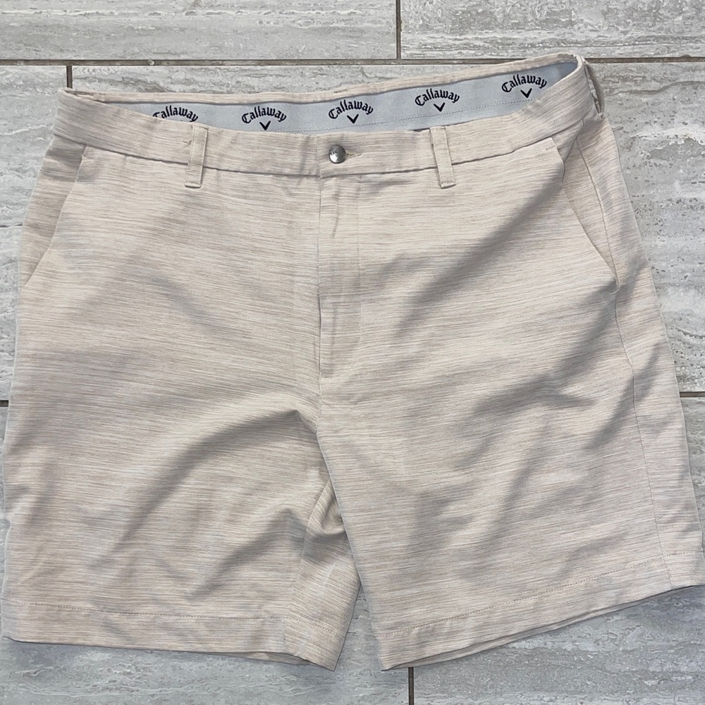 Callaway Men's Light Beige Flat Front Shorts